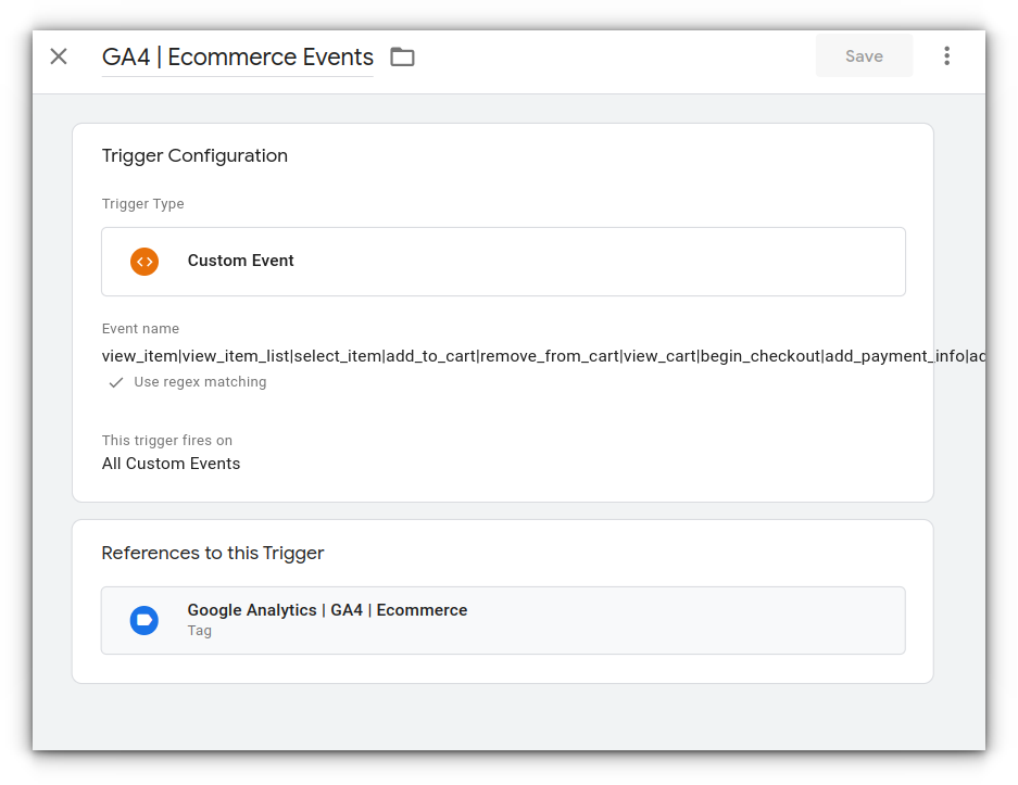 GA4 eCommerce Tracking Basic trigger